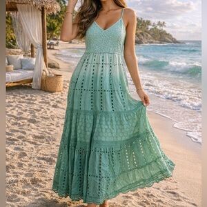 ❗️ Anthropologie | RAGA Elegant Ombre Green Maxi Dress